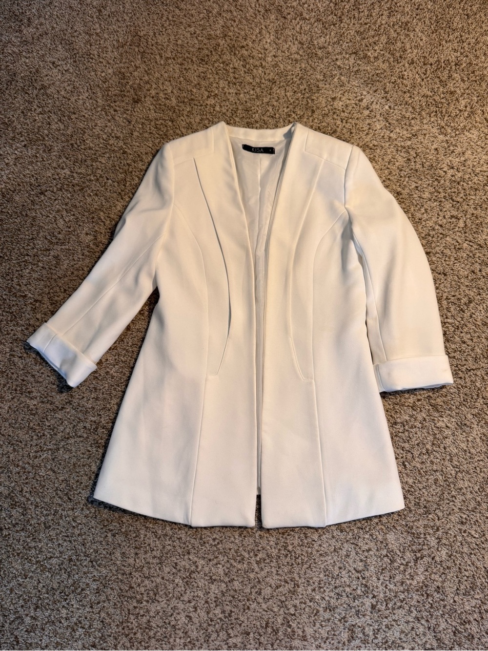 KISA White Open-Front Tailored Blazer Jacket - XS (2)